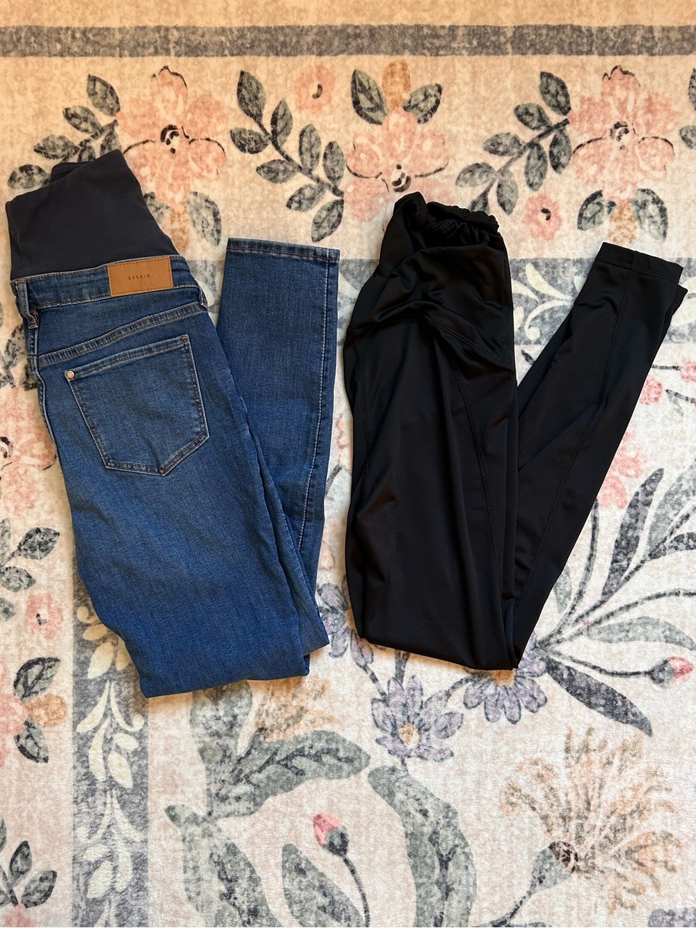 Maternity Pants Set: Over Belly Panel- Size SMALL, jeans & black leggings